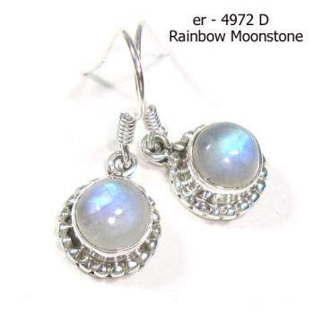 Pure silver rainbow moonstone drop earrings